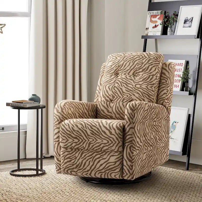 Arlette Sillón Reclinable Giratorio Manual Floral Contemporáneo con Respaldo Capitaneado