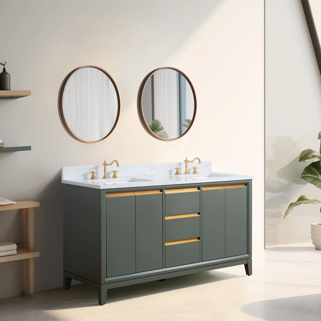 Mueble de baño Vanity Art con lavabo de cerámica y encimera de mármol de ingeniería