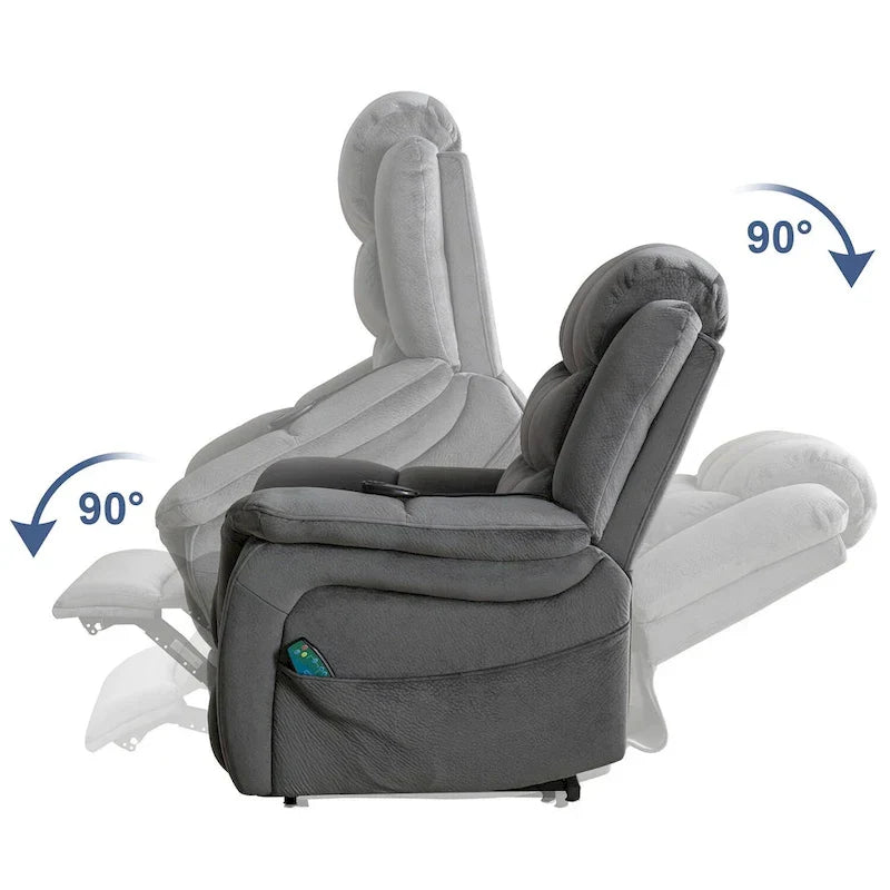 Sillón reclinable plano con función de elevación para personas mayores con masaje y calor