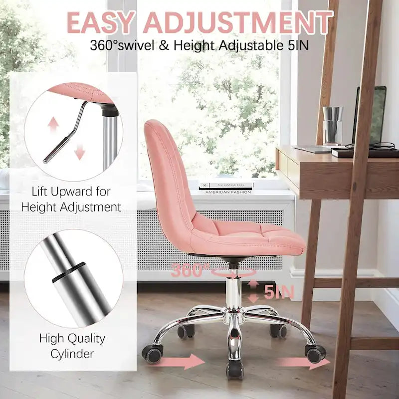 Silla de oficina en casa sin brazos Javlergo, silla de escritorio de computadora con ruedas y altura ajustable