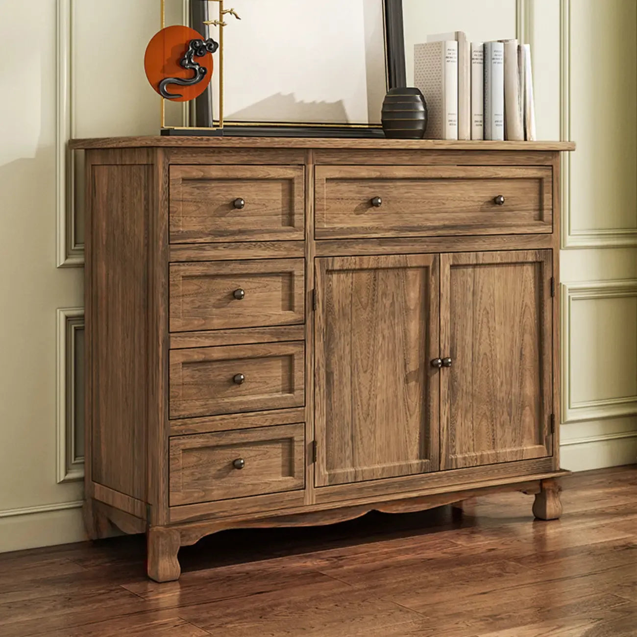 Mueble auxiliar rústico de madera marrón para almacenamiento en la sala de estar