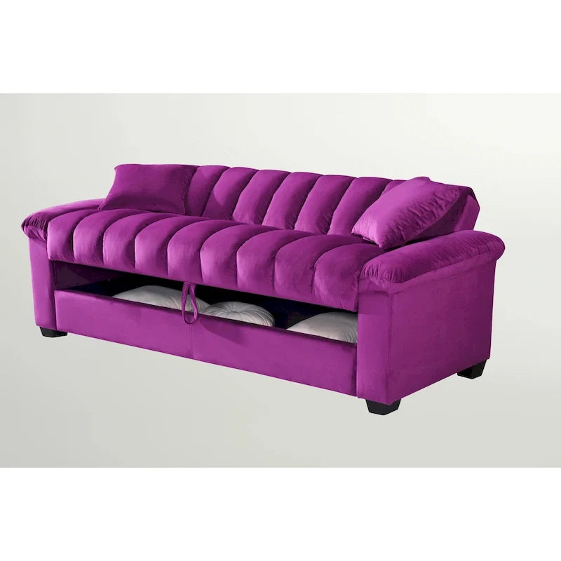 Sofá cama convertible de almacenamiento de terciopelo de 82.7" con 2 almohadas