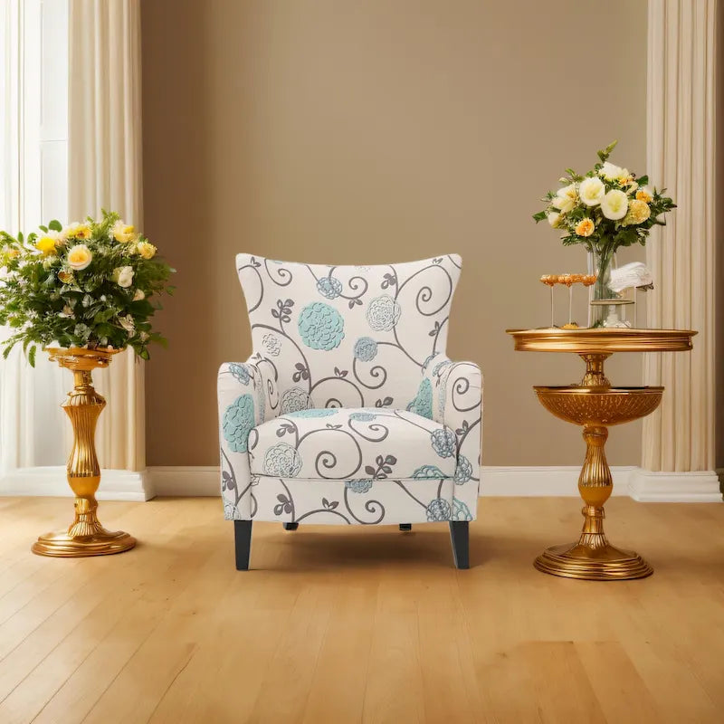 Sillón tapizado de respaldo alto Modern Retro de 30.25 pulgadas con patas de madera para sala de estar