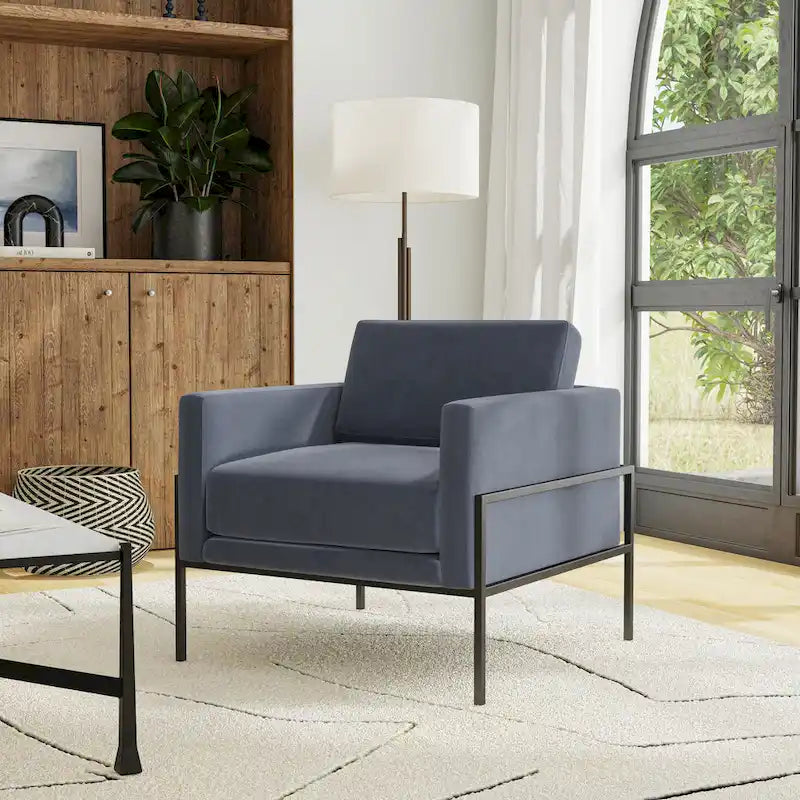 Sillón tapizado moderno HomePop con estructura de metal
