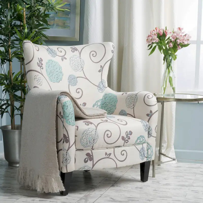 Sillón tapizado de respaldo alto Modern Retro de 30.25 pulgadas con patas de madera para sala de estar
