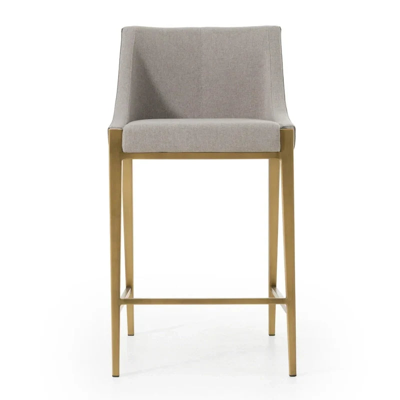 Taburete de mostrador contemporáneo gris y latón Modrest Fairview