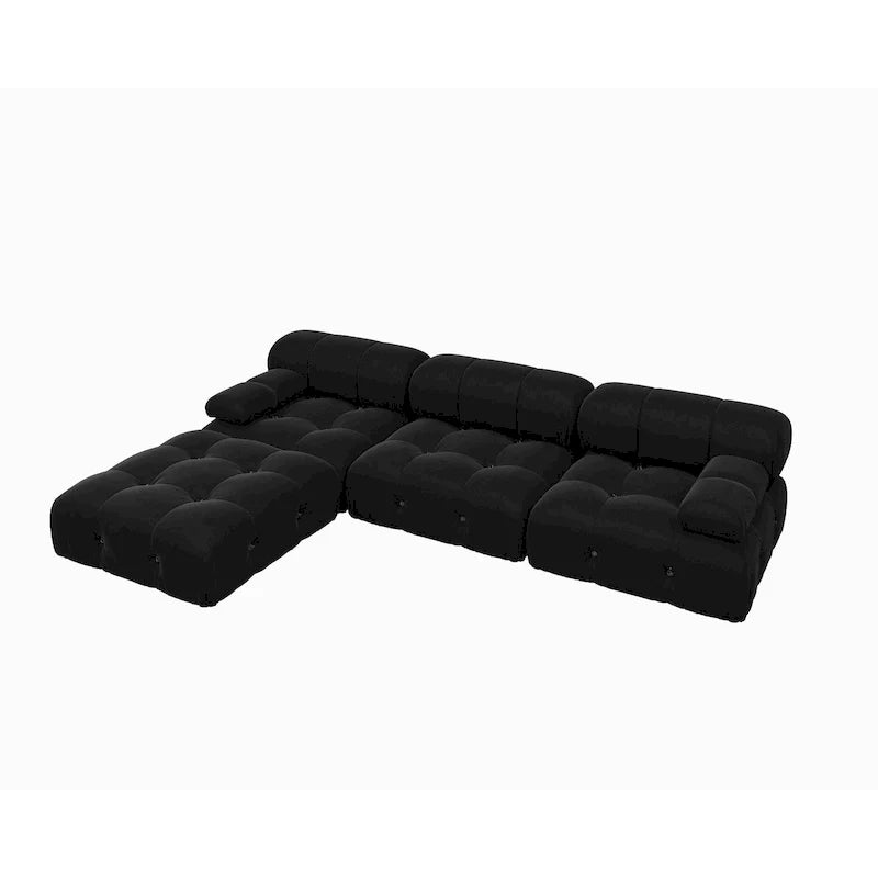 Sofá Seccional Modular Negro Tapizado en Terciopelo