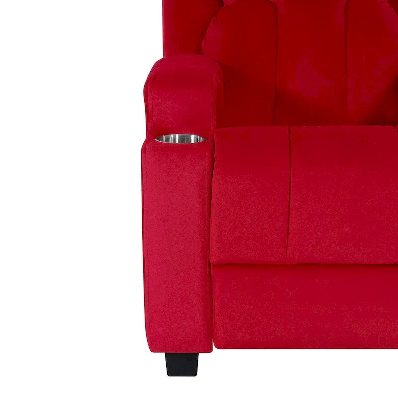 Sillón Reclinable Deluxe para Niños con Reposapiés, Reposacabezas y 2 Portavasos, Reclinable Infantil de Microfibra para Mayores de 3 Años