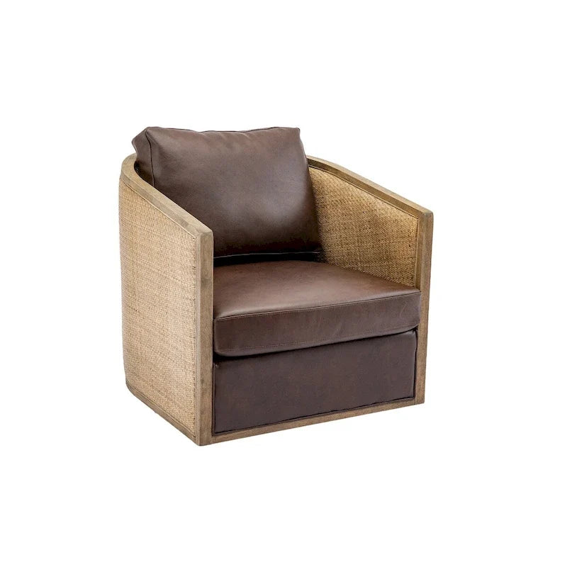 Sillón Giratorio de Barril, Cómodo Sillón Redondo Decorativo, Sillón Club Giratorio de Barril de 360 Grados, Sillón de Ocio con Estructura Tejida de Ratán