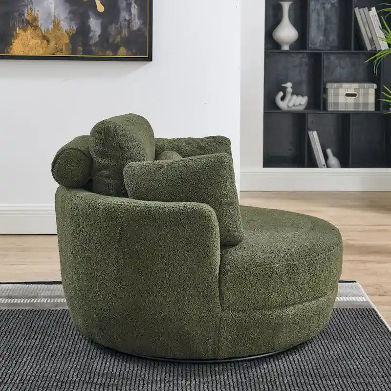 Sillón redondo giratorio grande con otomana de almacenamiento Moon