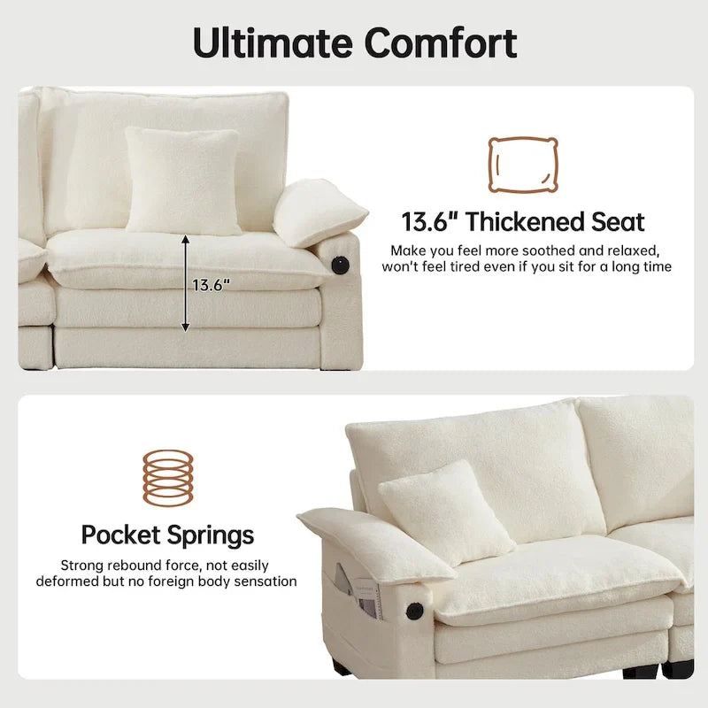 Sofá seccional modular, sofá seccional Cloud cómodo con otomana, sofá cama de asiento profundo para sala de estar