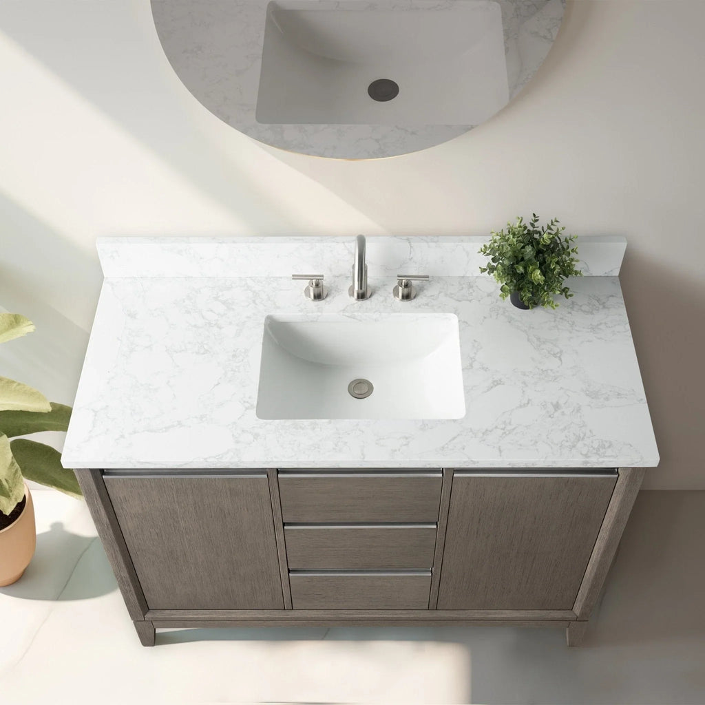 Mueble de baño Vanity Art con lavabo de cerámica y encimera de mármol de ingeniería