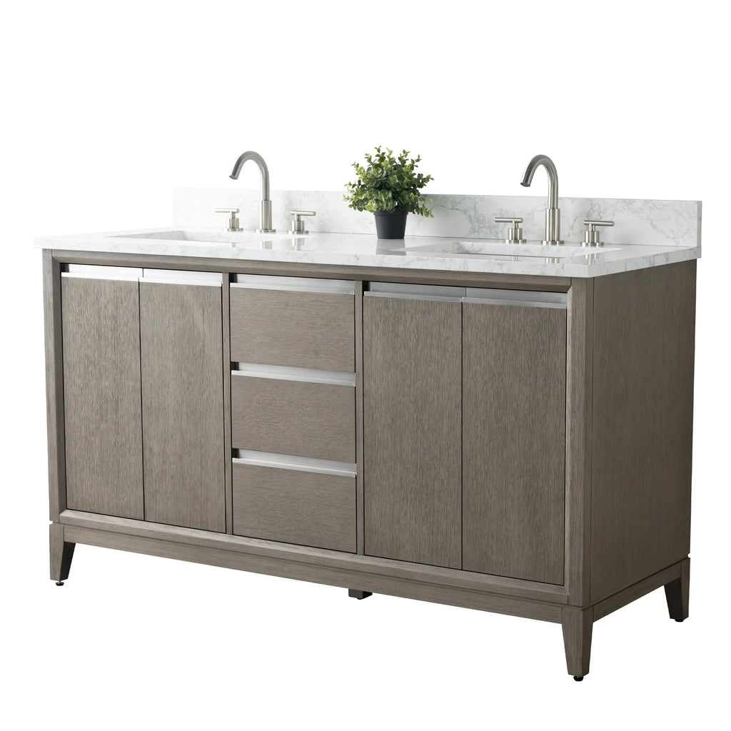 Mueble de baño Vanity Art con lavabo de cerámica y encimera de mármol de ingeniería