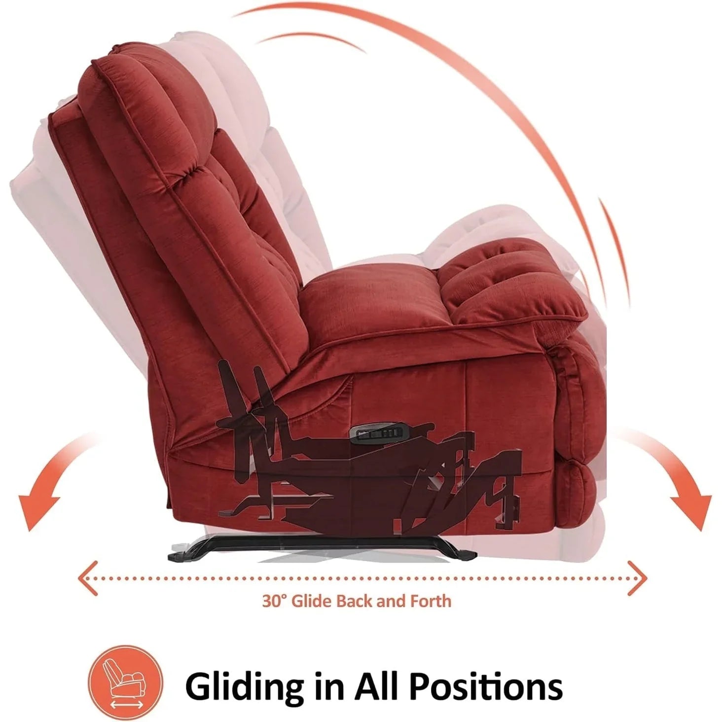 MCombo Sillón reclinable de balanceo eléctrico sin brazos con doble motor de gran tamaño, reclinable sin brazos, perfecto para sala de estar, tela PR607