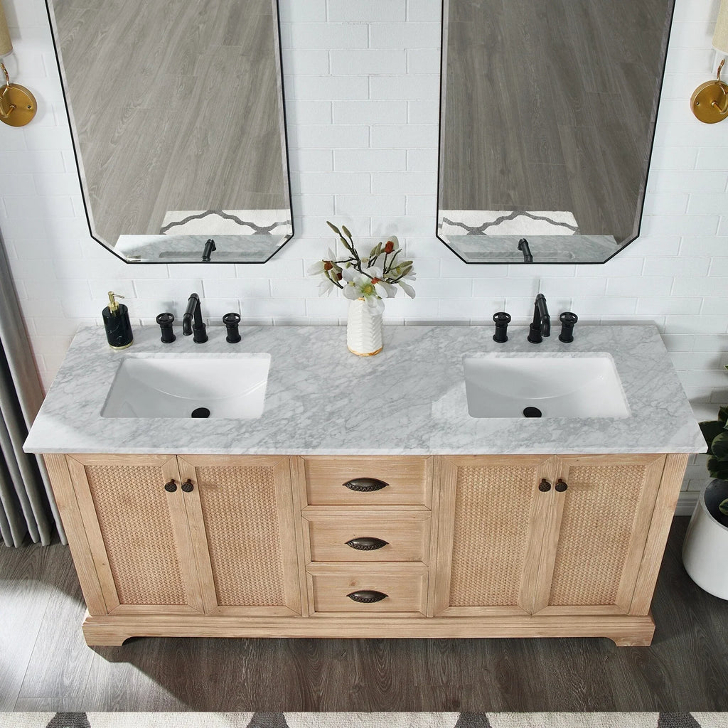 Mueble de baño Hervas con encimera de mármol natural sin espejo