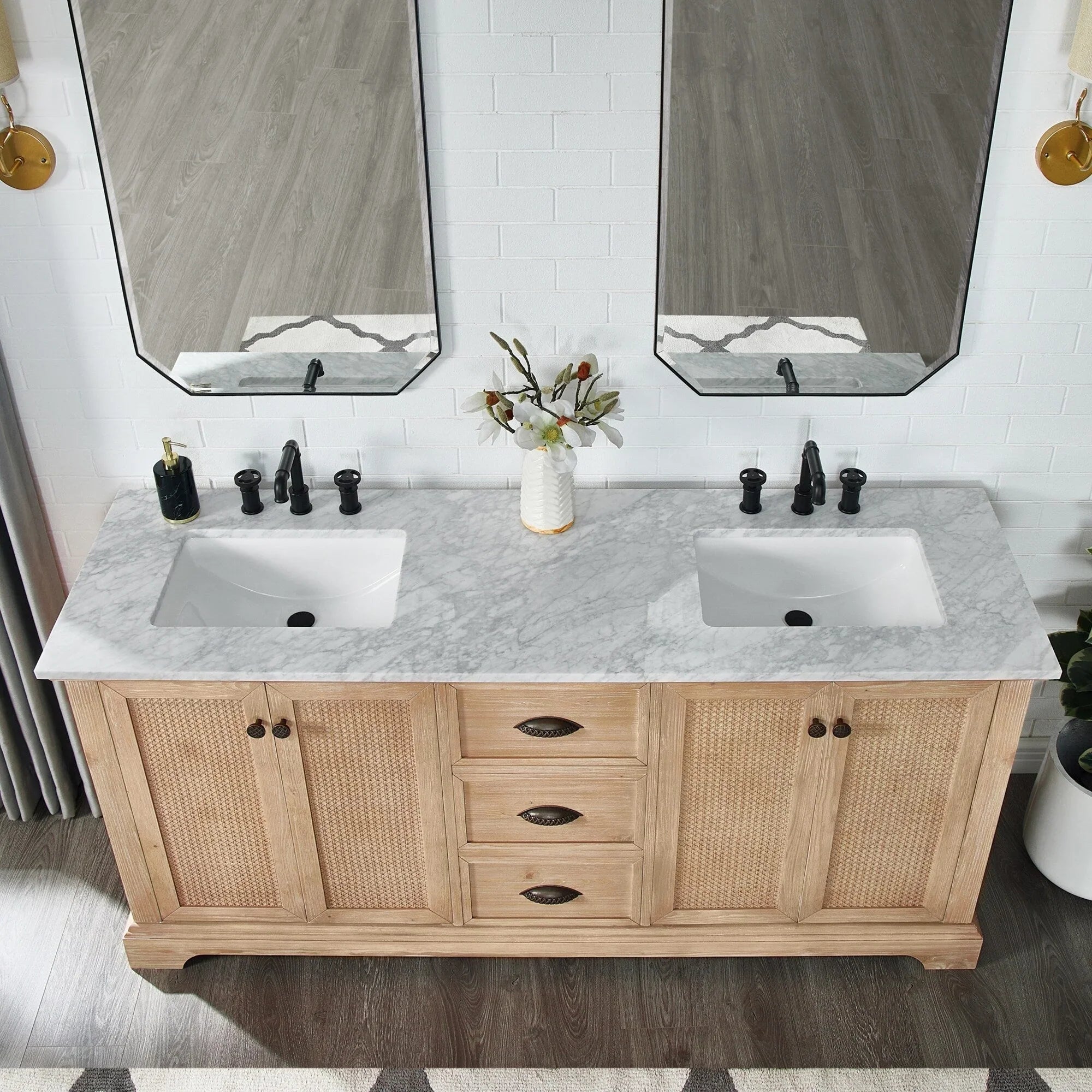 Mueble de baño Hervas con encimera de mármol natural sin espejo