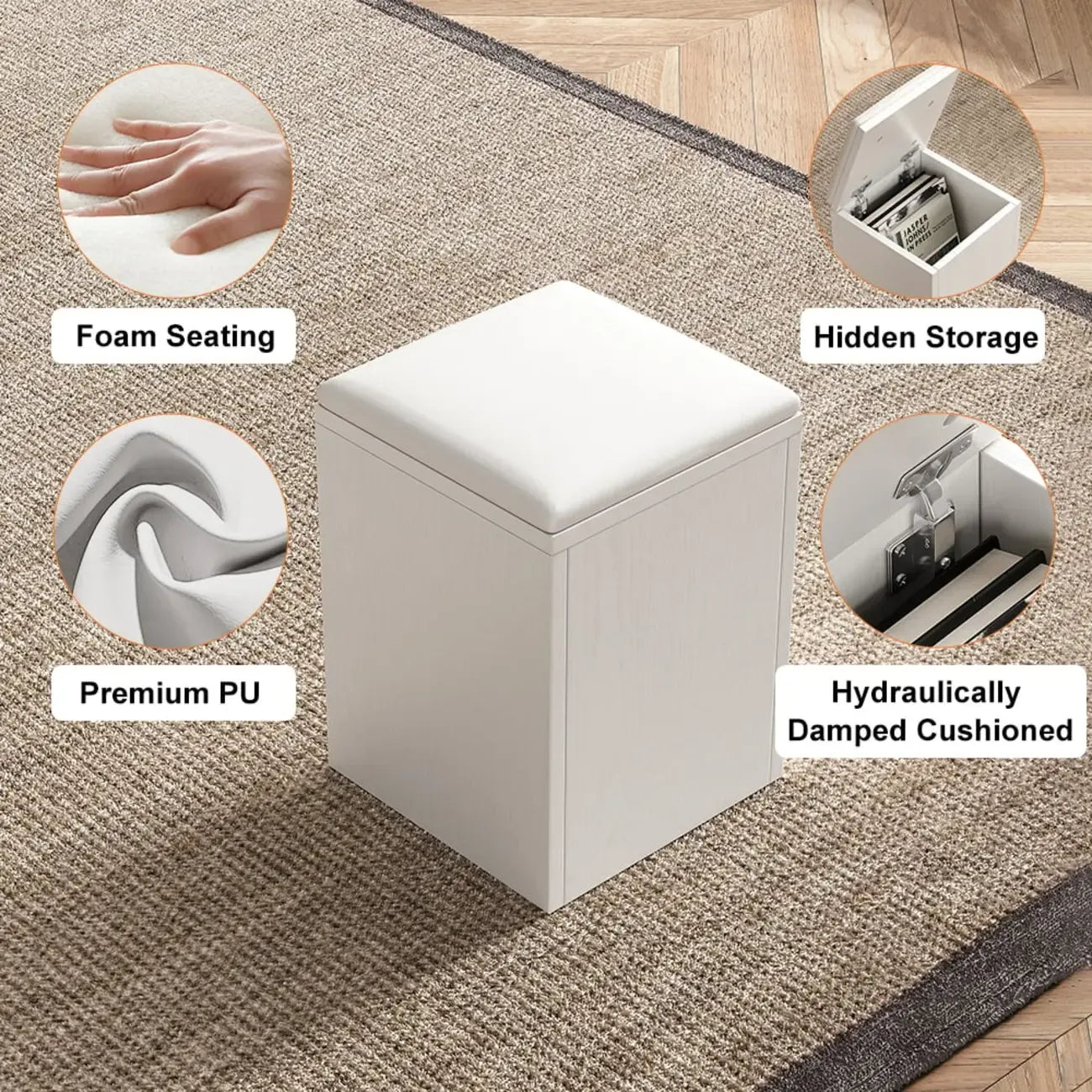 Mesa de centro elevable y plegable con 4 taburetes y almacenamiento