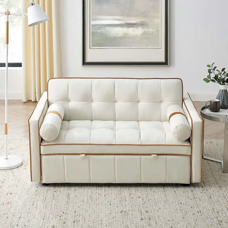 Sofá Cama Extraíble Multifuncional de Terciopelo con Respaldo Reclinable Ajustable con Almohadas - N/A