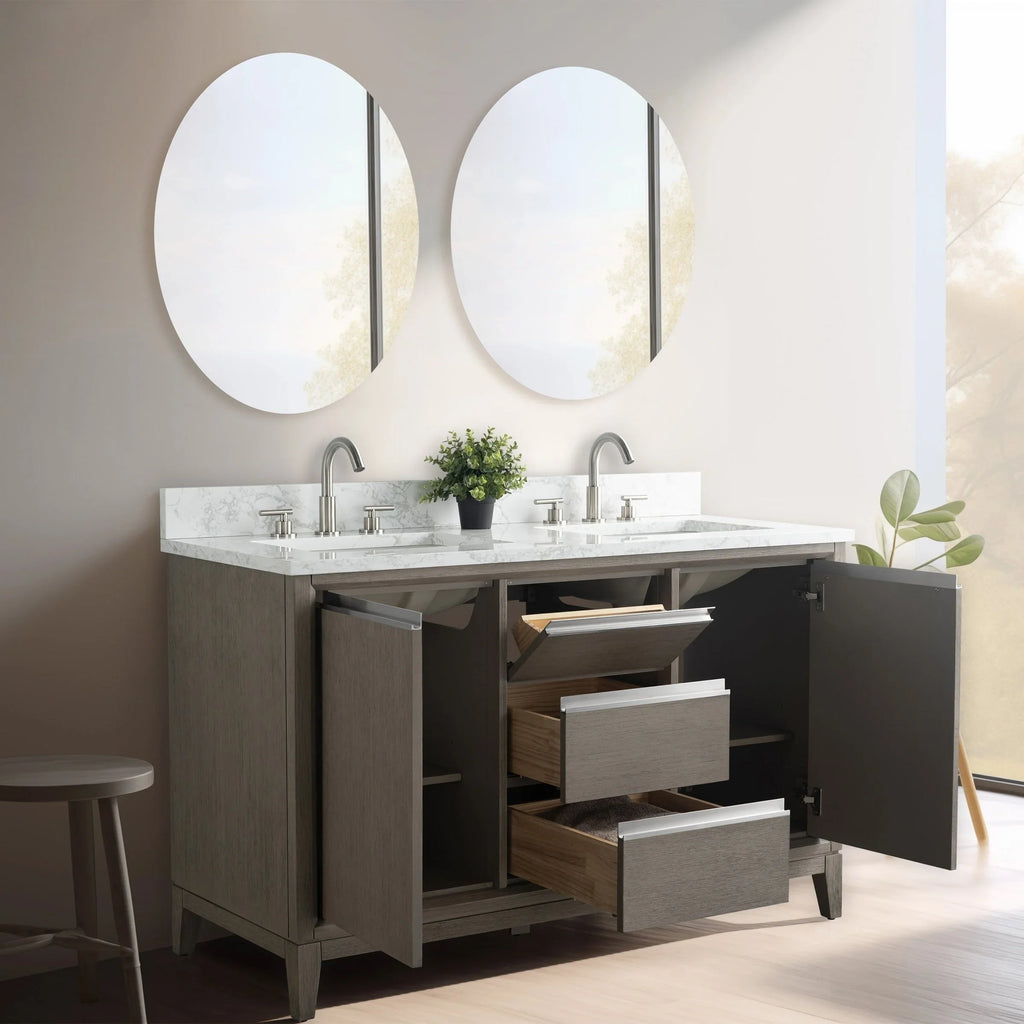 Mueble de baño Vanity Art con lavabo de cerámica y encimera de mármol de ingeniería