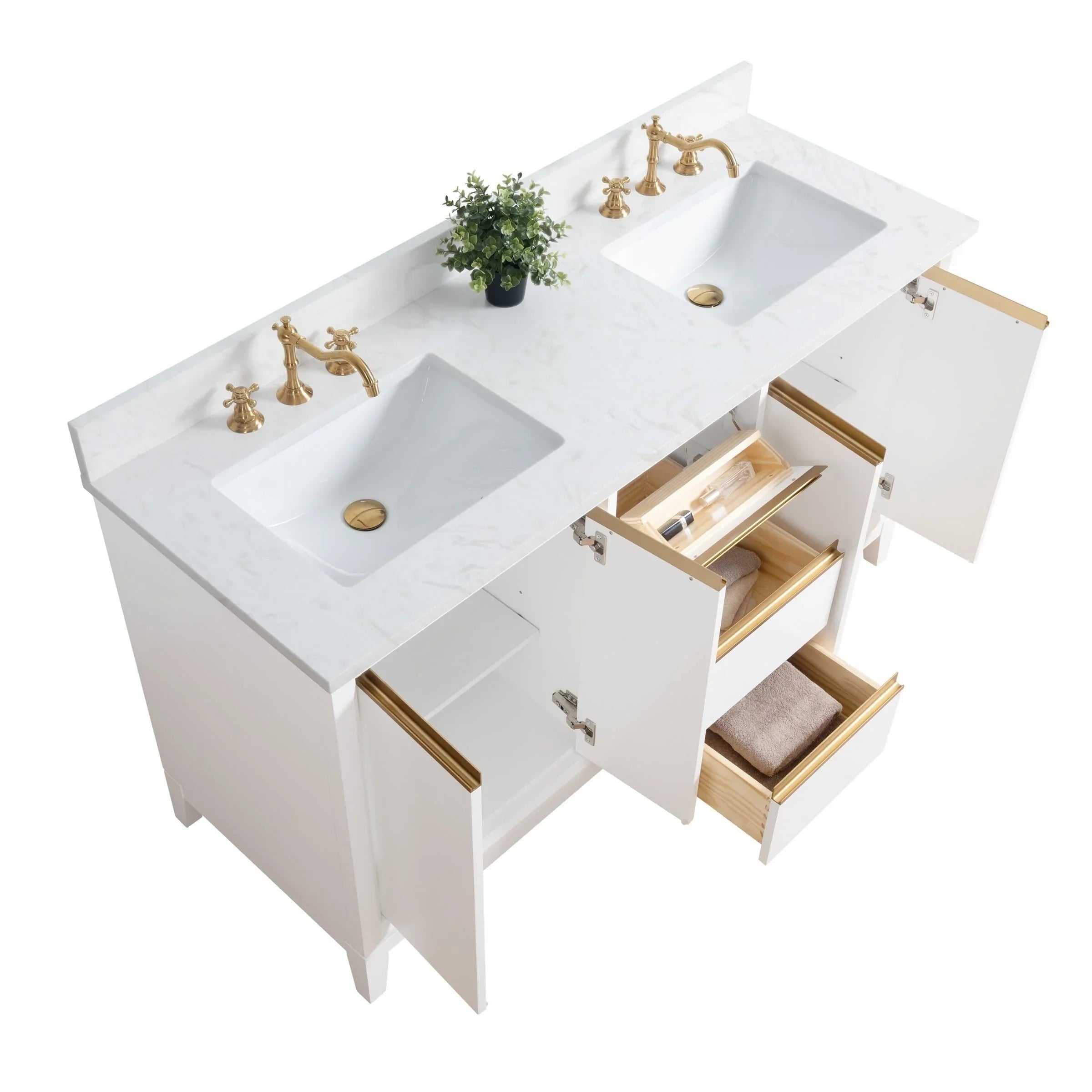 Mueble de baño Vanity Art con lavabo de cerámica y encimera de mármol de ingeniería