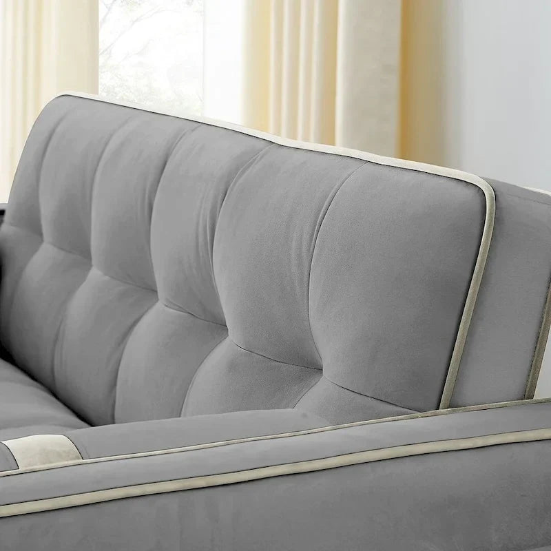 Sofá Cama Extraíble Multifuncional de Terciopelo con Respaldo Reclinable Ajustable con Almohadas - N/A