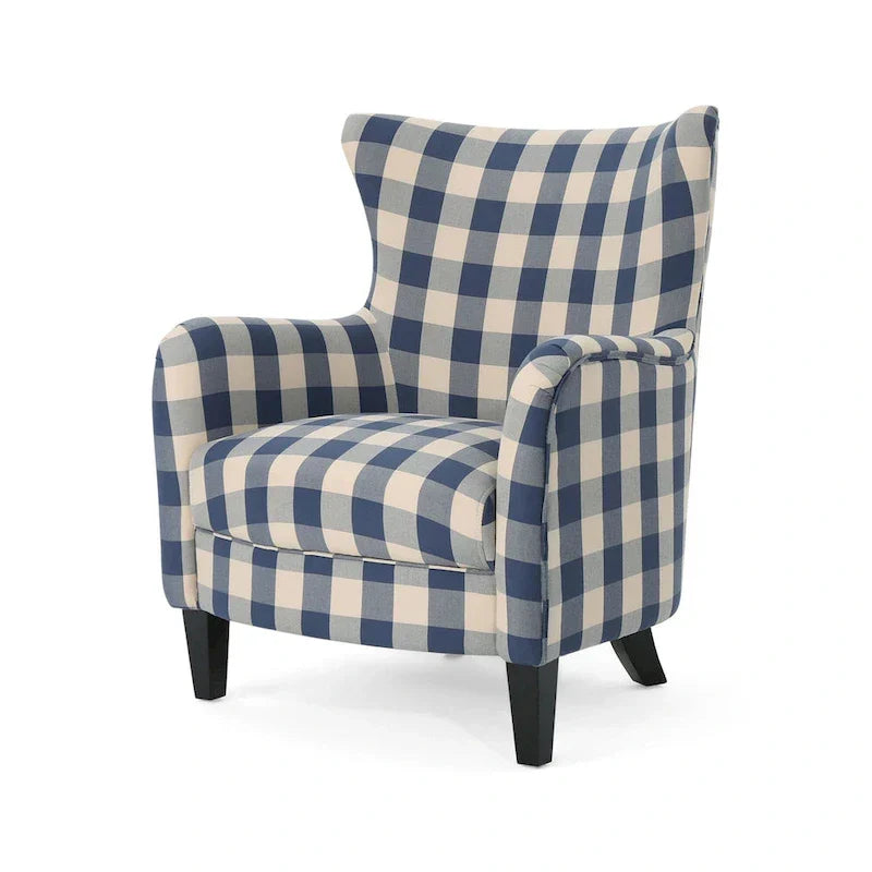 Sillón tapizado de respaldo alto Modern Retro de 30.25 pulgadas con patas de madera para sala de estar