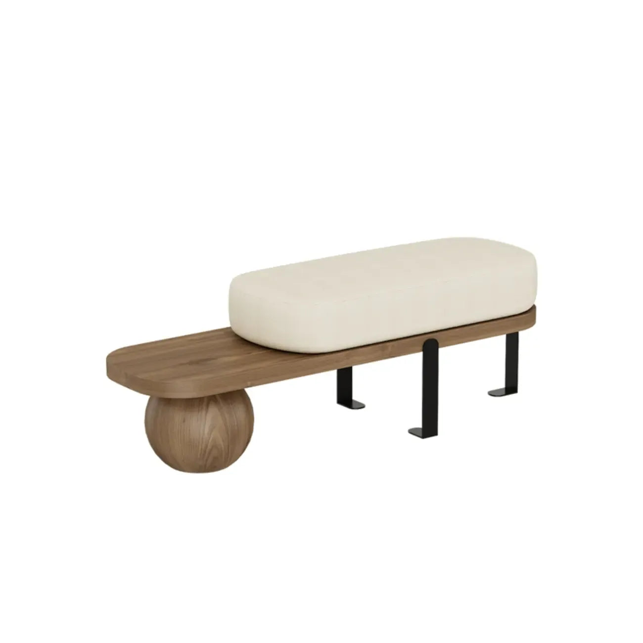 Banco bajo tapizado de madera moderna de color beige