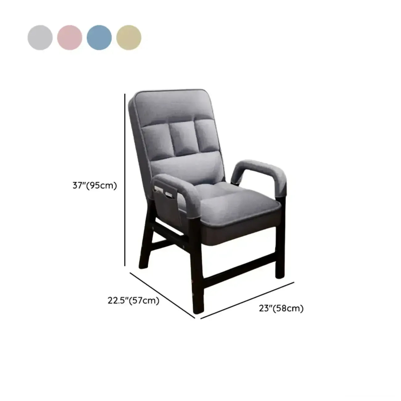 Silla de oficina moderna tapizada en gris con 4 patas