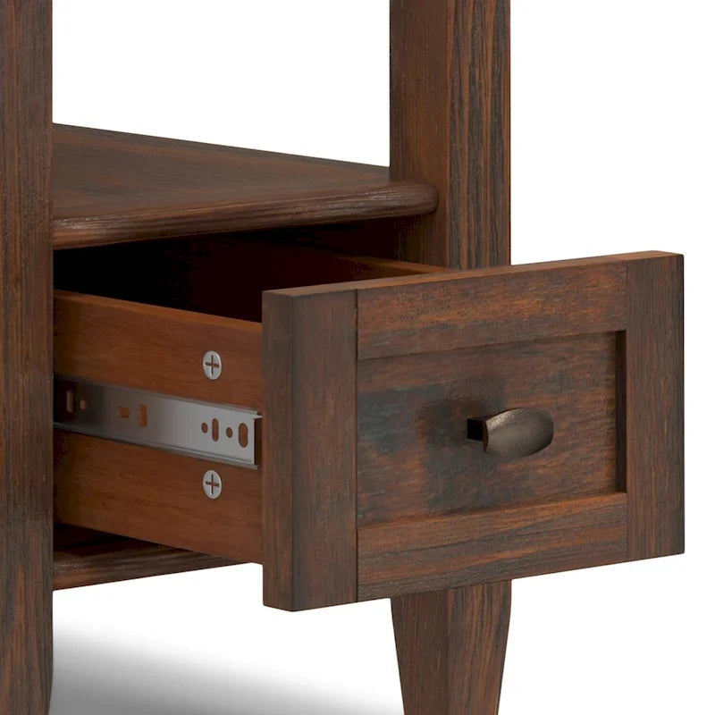 WYNDENHALL Norfolk Mesa auxiliar estrecha rectangular de madera maciza, estilo de transición, 14 pulgadas de ancho - 14 pulgadas de ancho