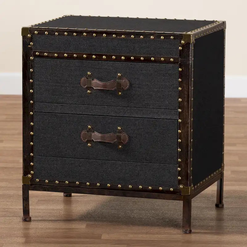 Baúl de mesa auxiliar de lona vintage Laura