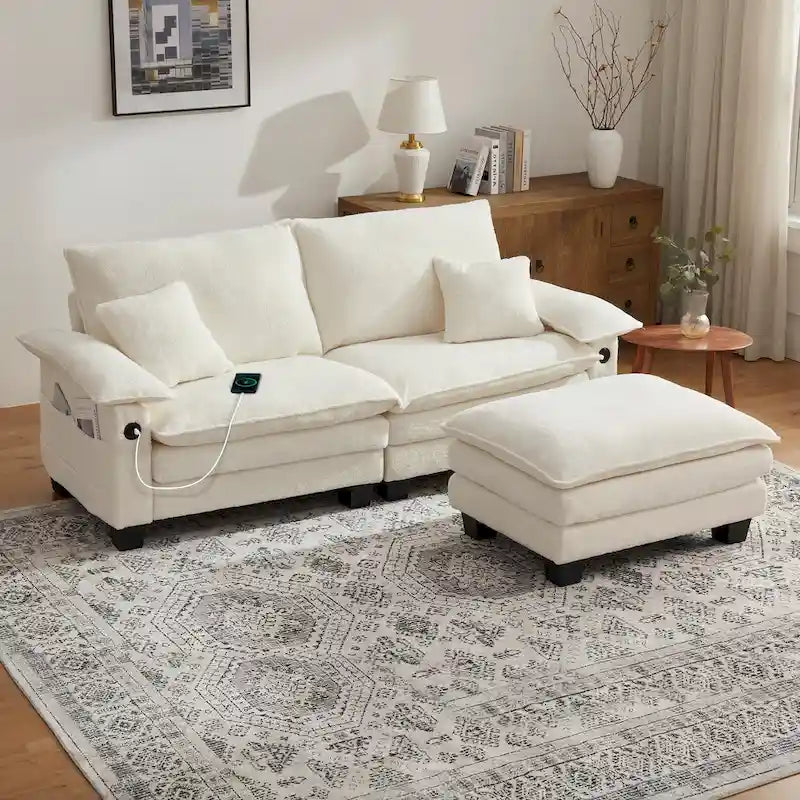 Sofá seccional modular, sofá seccional Cloud cómodo con otomana, sofá cama de asiento profundo para sala de estar