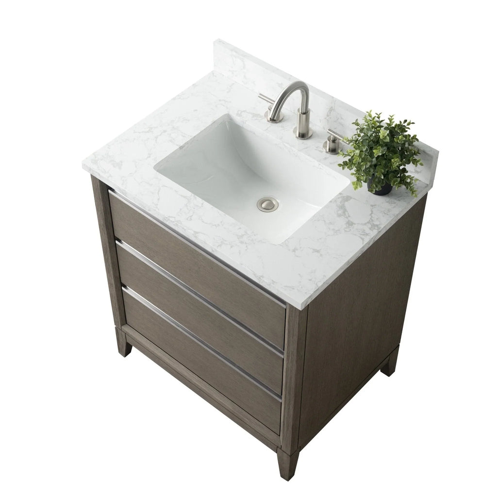 Mueble de baño Vanity Art con lavabo de cerámica y encimera de mármol de ingeniería