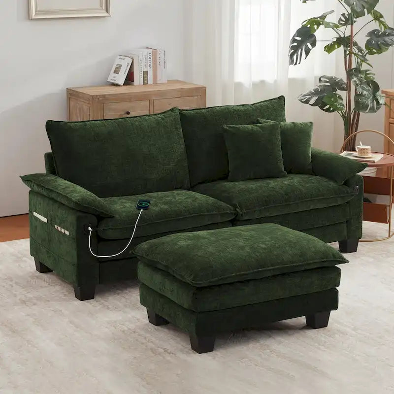 Sofá seccional modular, sofá seccional Cloud cómodo con otomana, sofá cama de asiento profundo para sala de estar
