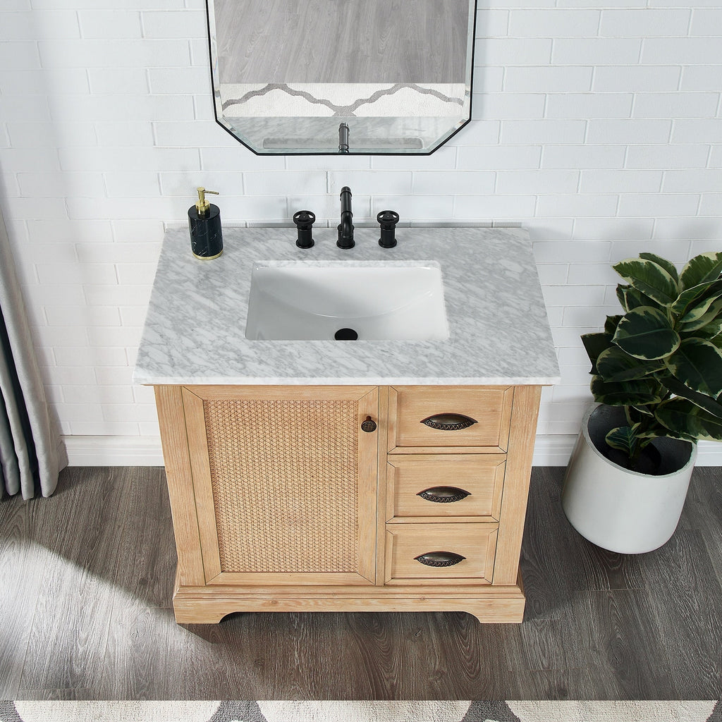 Mueble de baño Hervas con encimera de mármol natural sin espejo