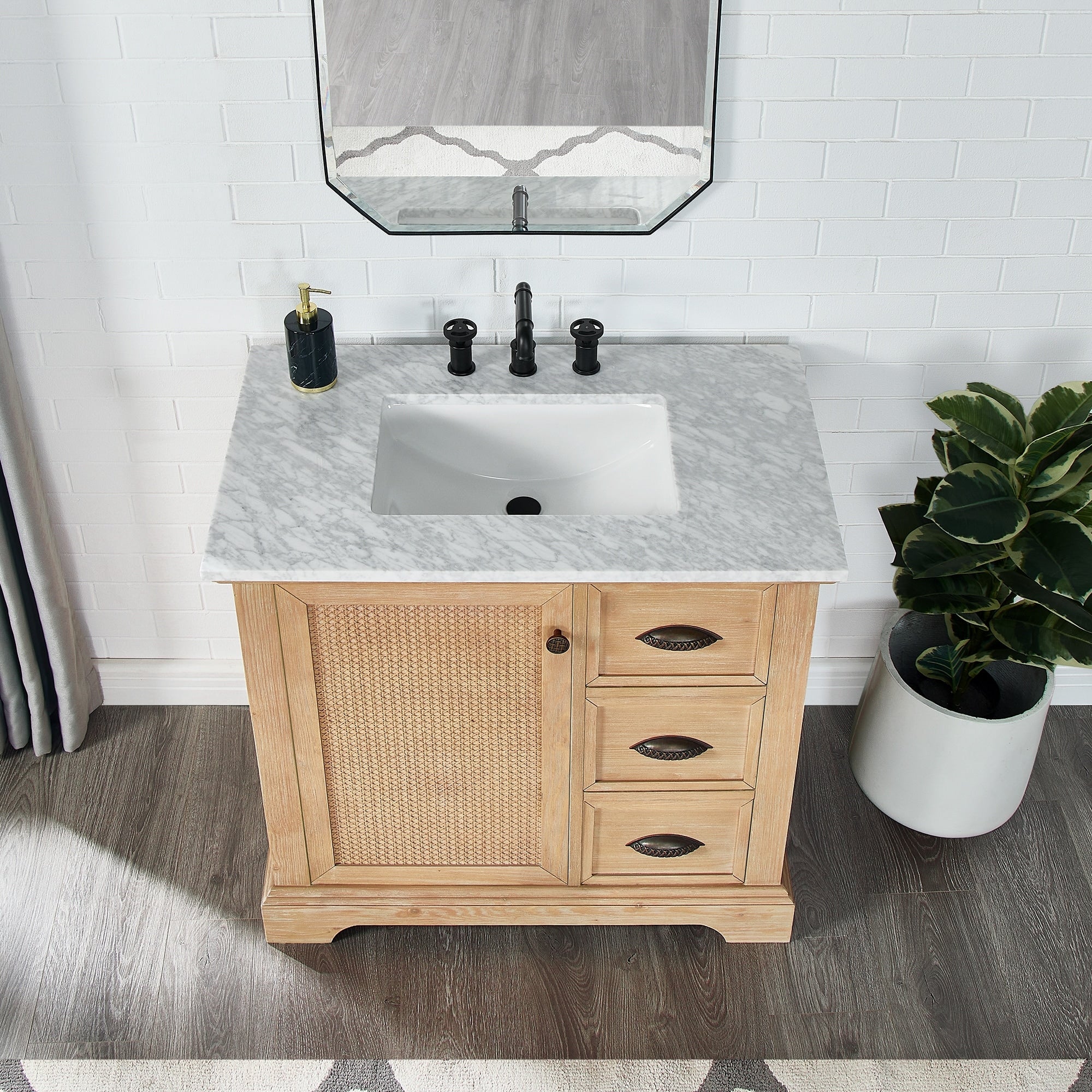 Mueble de baño Hervas con encimera de mármol natural sin espejo