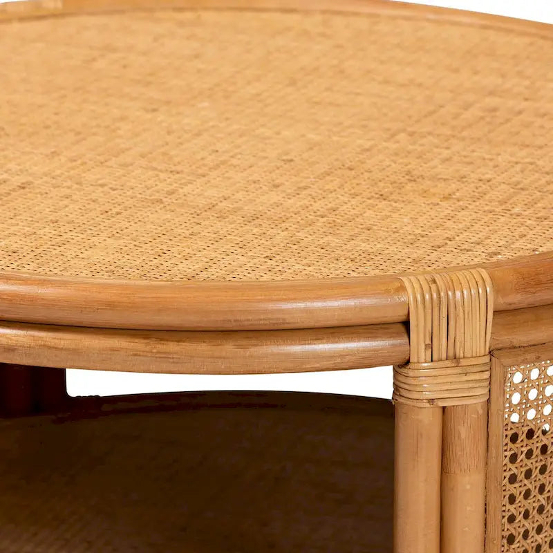 Mesa de centro Louis de ratán marrón natural estilo bohemio de bali & pari