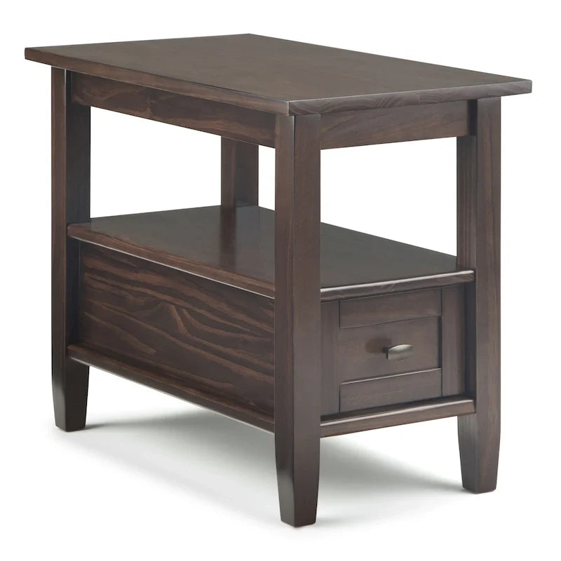 WYNDENHALL Norfolk Mesa auxiliar estrecha rectangular de madera maciza, estilo de transición, 14 pulgadas de ancho - 14 pulgadas de ancho