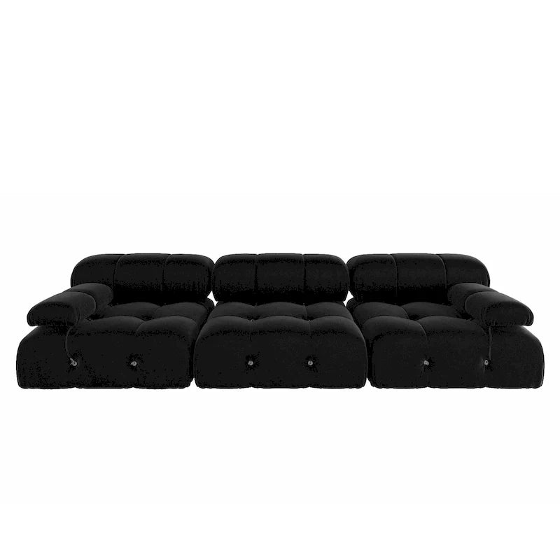 Sofá Seccional Modular Negro Tapizado en Terciopelo