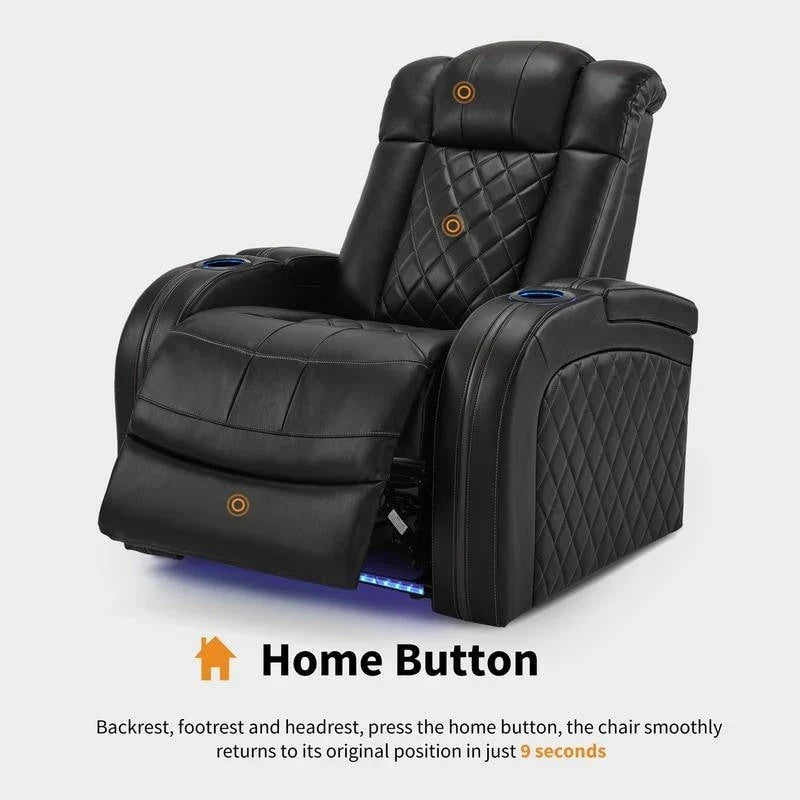 MCombo Sillón reclinable eléctrico con reposacabezas ajustable, asiento de cine en casa de dos motores con puerto USB, cuero transpirable HTS411