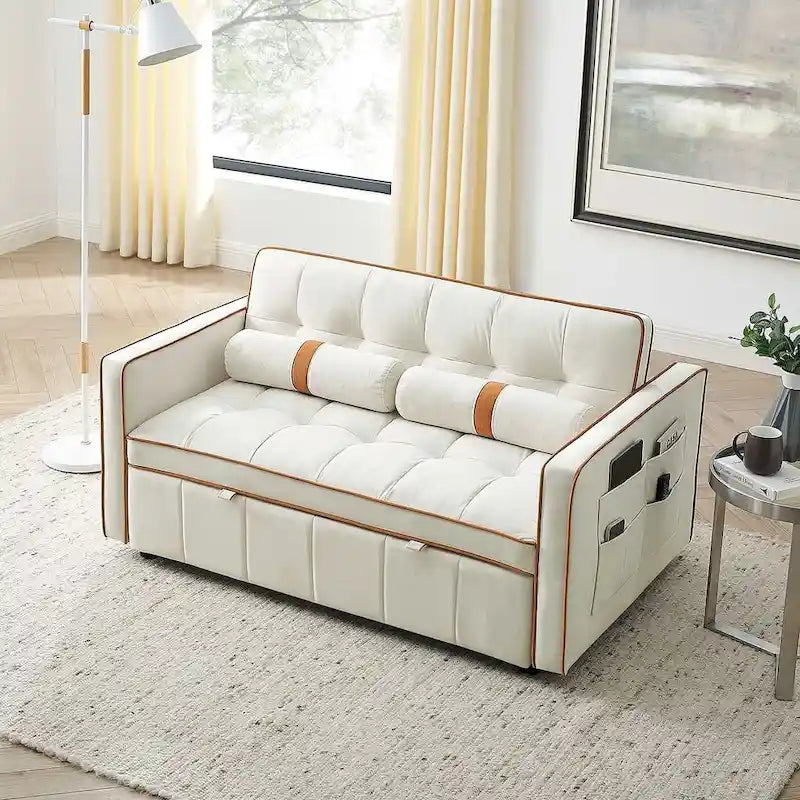 Sofá Cama Extraíble Multifuncional de Terciopelo con Respaldo Reclinable Ajustable con Almohadas - N/A