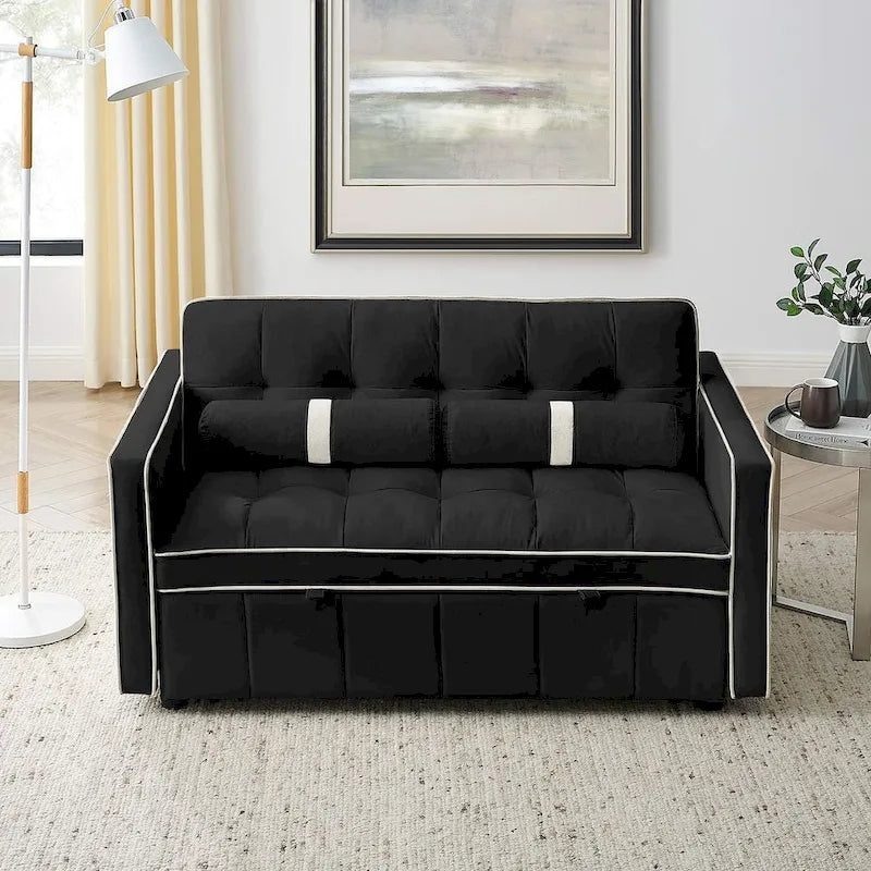 Sofá Cama Extraíble Multifuncional de Terciopelo con Respaldo Reclinable Ajustable con Almohadas - N/A
