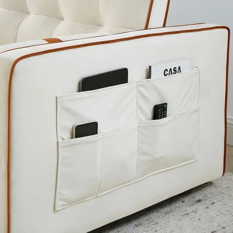 Sofá Cama Extraíble Multifuncional de Terciopelo con Respaldo Reclinable Ajustable con Almohadas - N/A