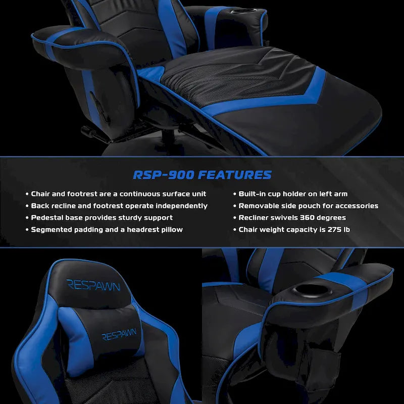 Sillón reclinable para videojuegos - Silla de juego reclinable con reposapiés