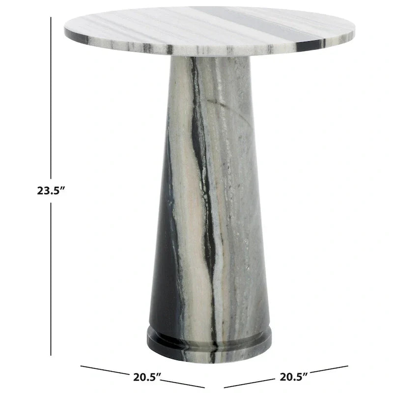 SAFAVIEH Couture Ghicu - Mesa auxiliar redonda alta de mármol - 22 pulg. An x 21 pulg. Prof. x 24 pulg. Al - 21 An x 21 Prof. x 24 Al