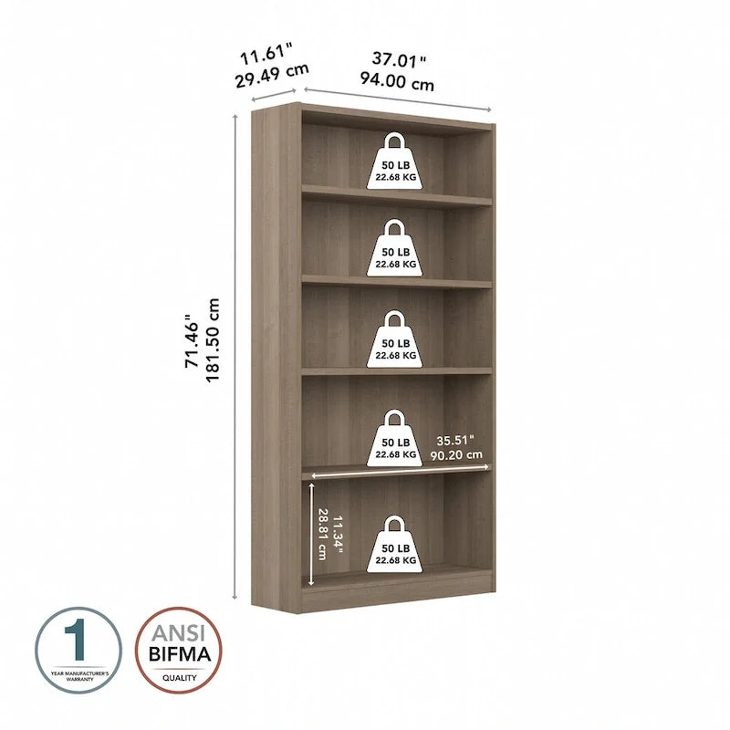 Estantería alta de 5 estantes Universal de Bush Furniture