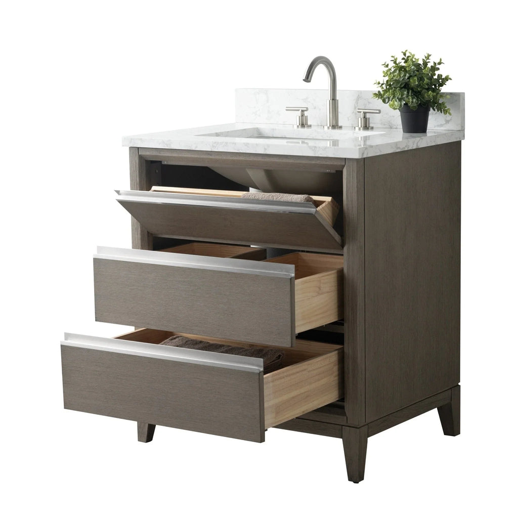 Mueble de baño Vanity Art con lavabo de cerámica y encimera de mármol de ingeniería