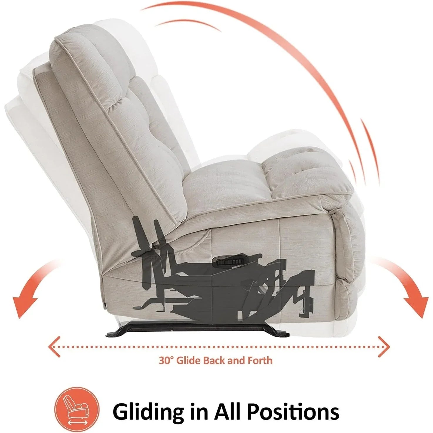 MCombo Sillón reclinable de balanceo eléctrico sin brazos con doble motor de gran tamaño, reclinable sin brazos, perfecto para sala de estar, tela PR607