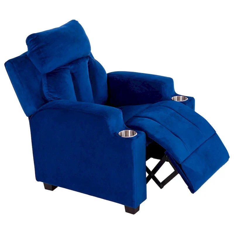 Sillón Reclinable Deluxe para Niños con Reposapiés, Reposacabezas y 2 Portavasos, Reclinable Infantil de Microfibra para Mayores de 3 Años
