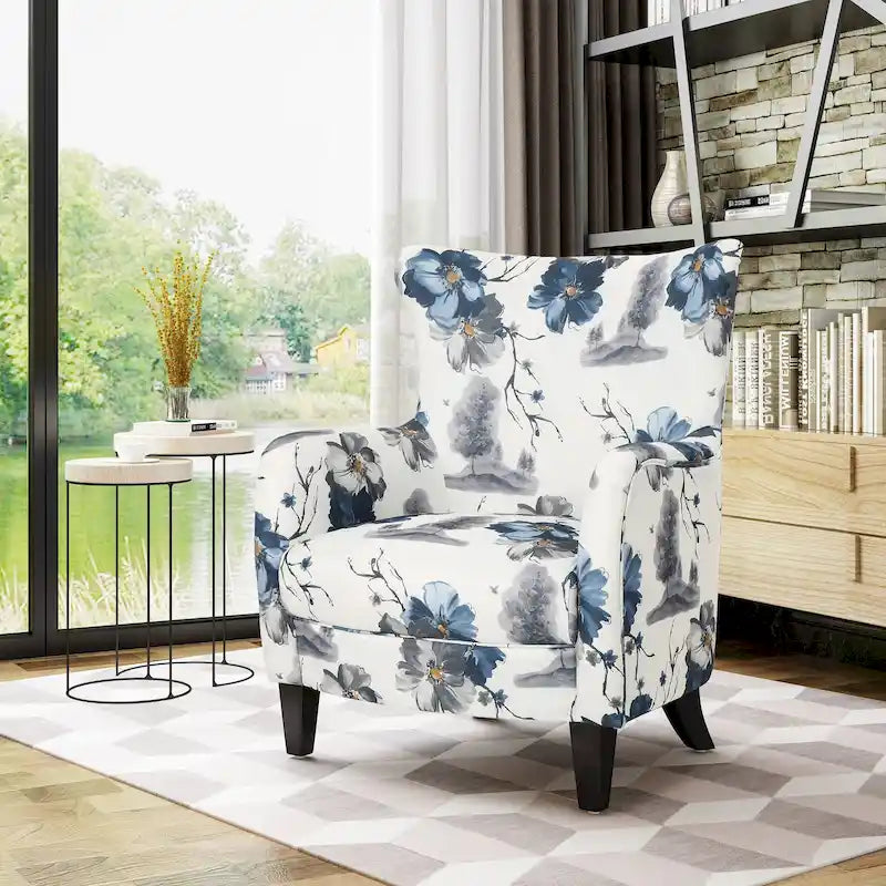 Sillón tapizado de respaldo alto Modern Retro de 30.25 pulgadas con patas de madera para sala de estar