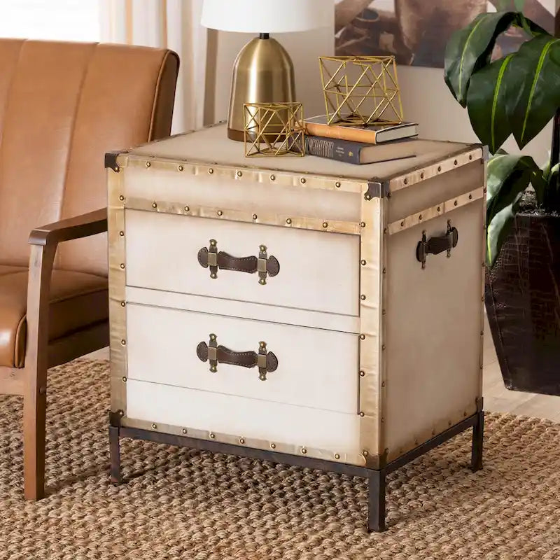 Baúl de mesa auxiliar de lona vintage Laura